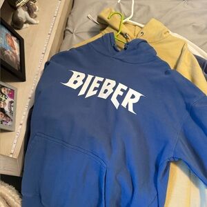 Justin Bieber Royal Blue Hoodie with White Logo